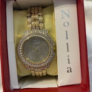 Stunning Nollia Ladies Rhinestone Encrusted Watch Bling NIB